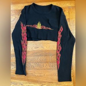 cropped ribbed long sleeve shirt